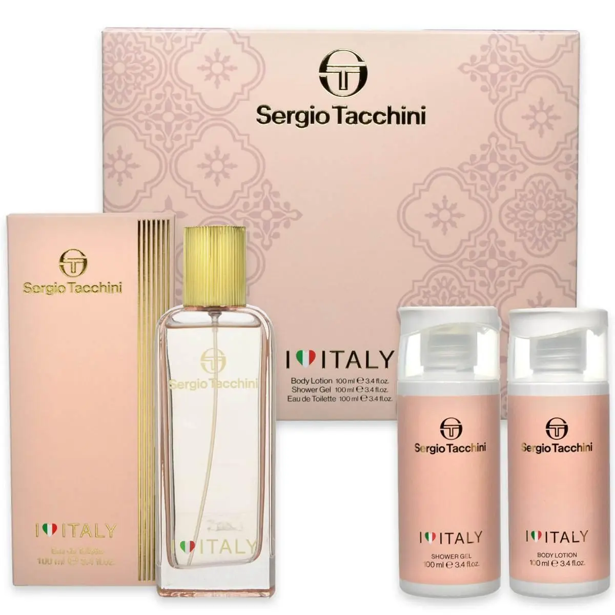 SERGIO TACCHINI I LOVE ITALY CONFEZIONE DONNA EDT 100 ML+ LATTE CORPO 100 ML +BAGNO 100 ML