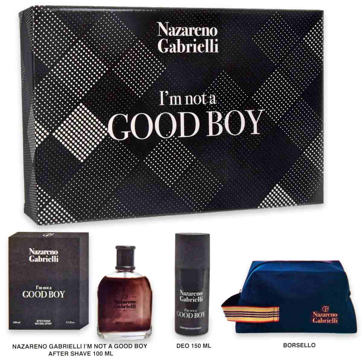 NAZARENO GABRIELLI I'M NOT A GOOD BOY CONFEZIONE REGALO UOMO AFTER+DEO+BORSELLO