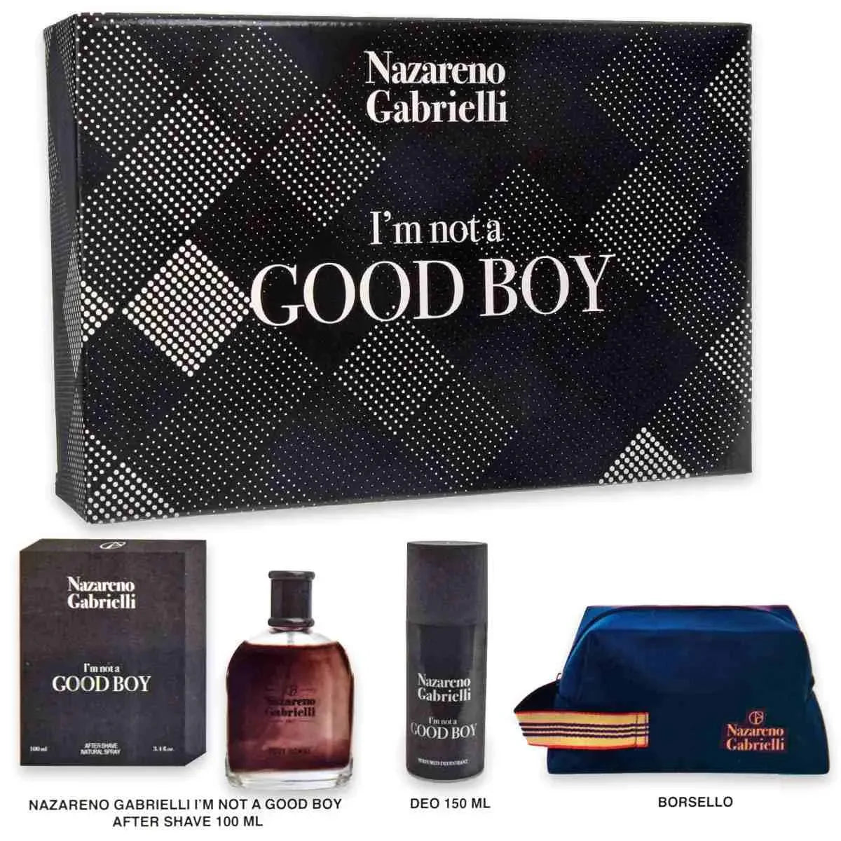 NAZARENO GABRIELLI I'M NOT A GOOD BOY CONFEZIONE REGALO UOMO AFTER+DEO+BORSELLO - Profumeria Cera