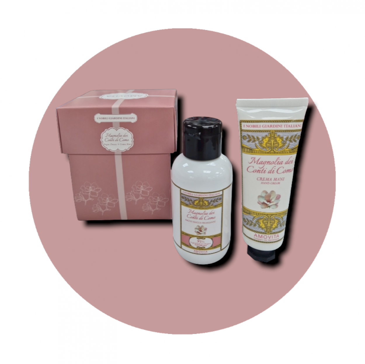 AMOVITA I NOBILI GIARDINI ITALIANI MAGNOLIA DEI CONTI DI COMO COFANETTO BAGNO+CREMA MANI