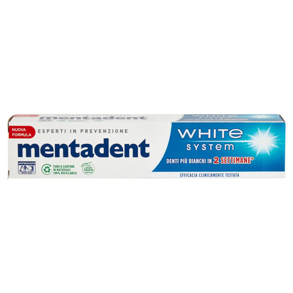 MENTADENT WHITE SYSTEM DENTIFRICIO 75 ML - Profumeria Cera