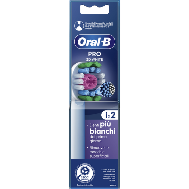 ORAL B PRO 3D WHITE TESTINE DI RICAMBIO 2 PZ