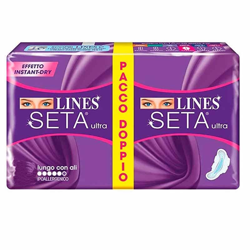 LINES SETA ULTRA LUNGO CON ALI ASSORBENTI 18 PZ