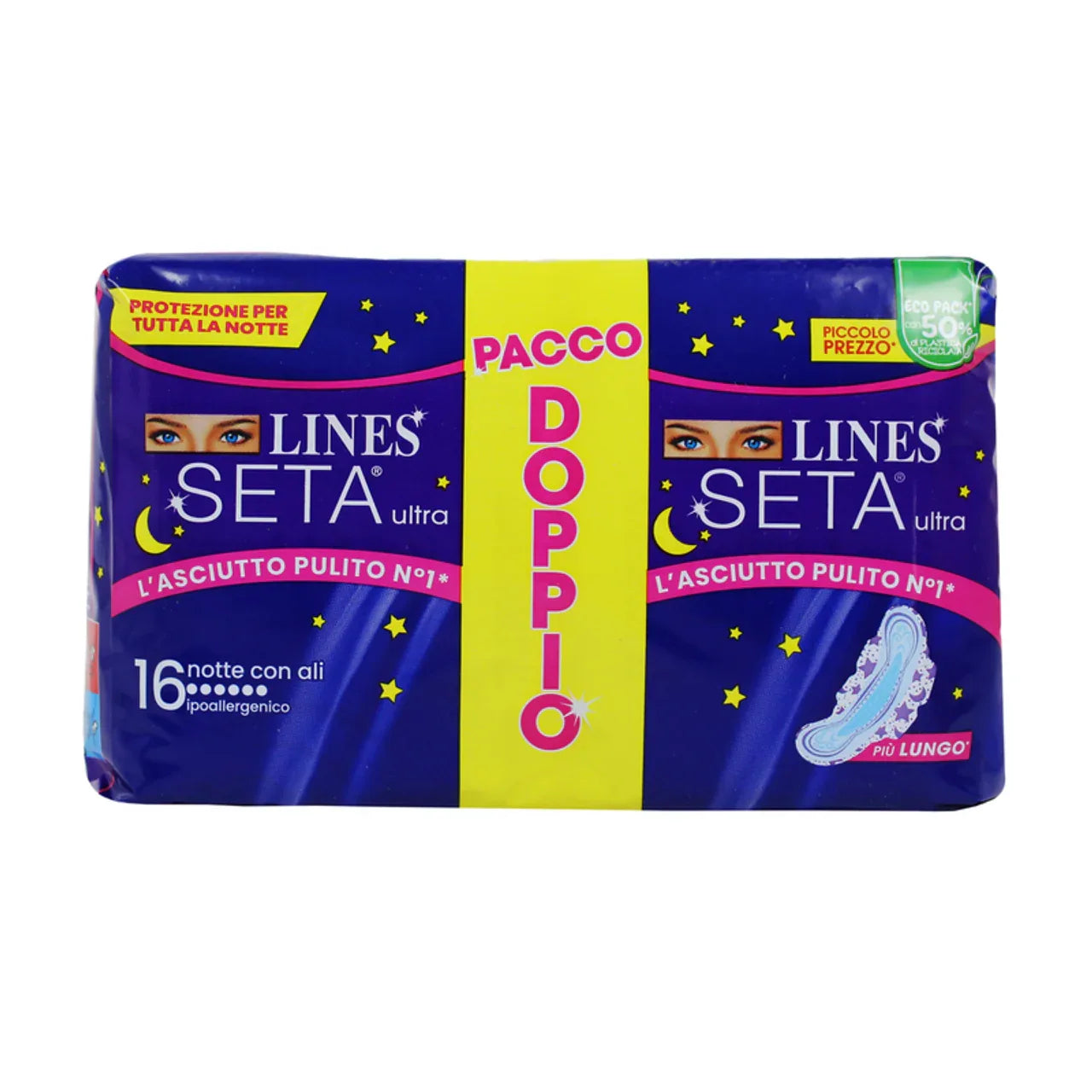 LINES SETA ULTRA NOTTE CON ALI ASSORBENTI 16 PZ - Profumeria Cera