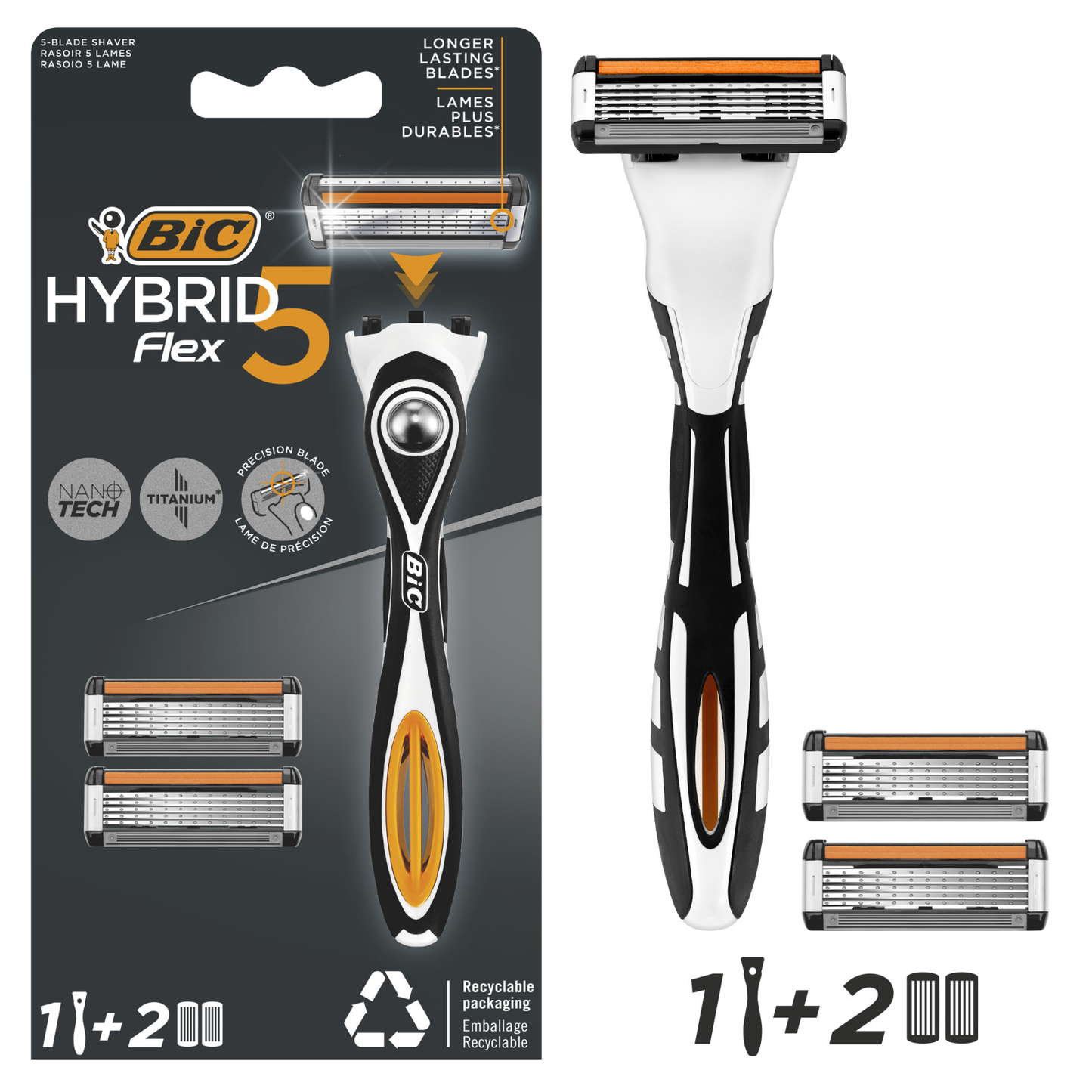 BIC HYBRID FLEX 5 RASOIO + 2 LAME RICARICHE