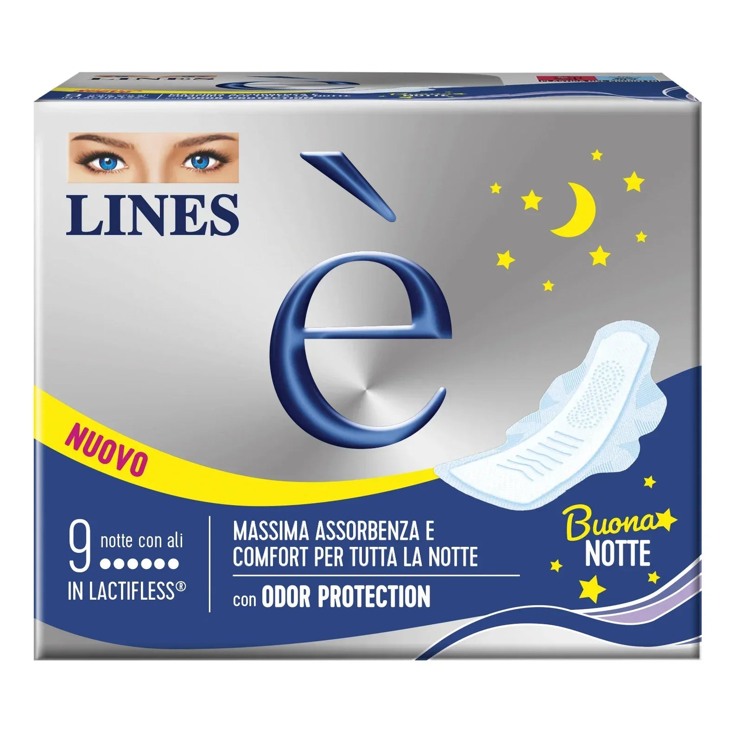 LINES E' ASSORBENTI NOTTE CON ALI 9 PZ - Profumeria Cera