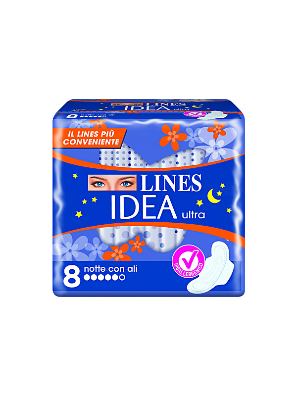 LINES IDEA ULTRA NOTTE CON ALI ASSORBENTI 8 PZ