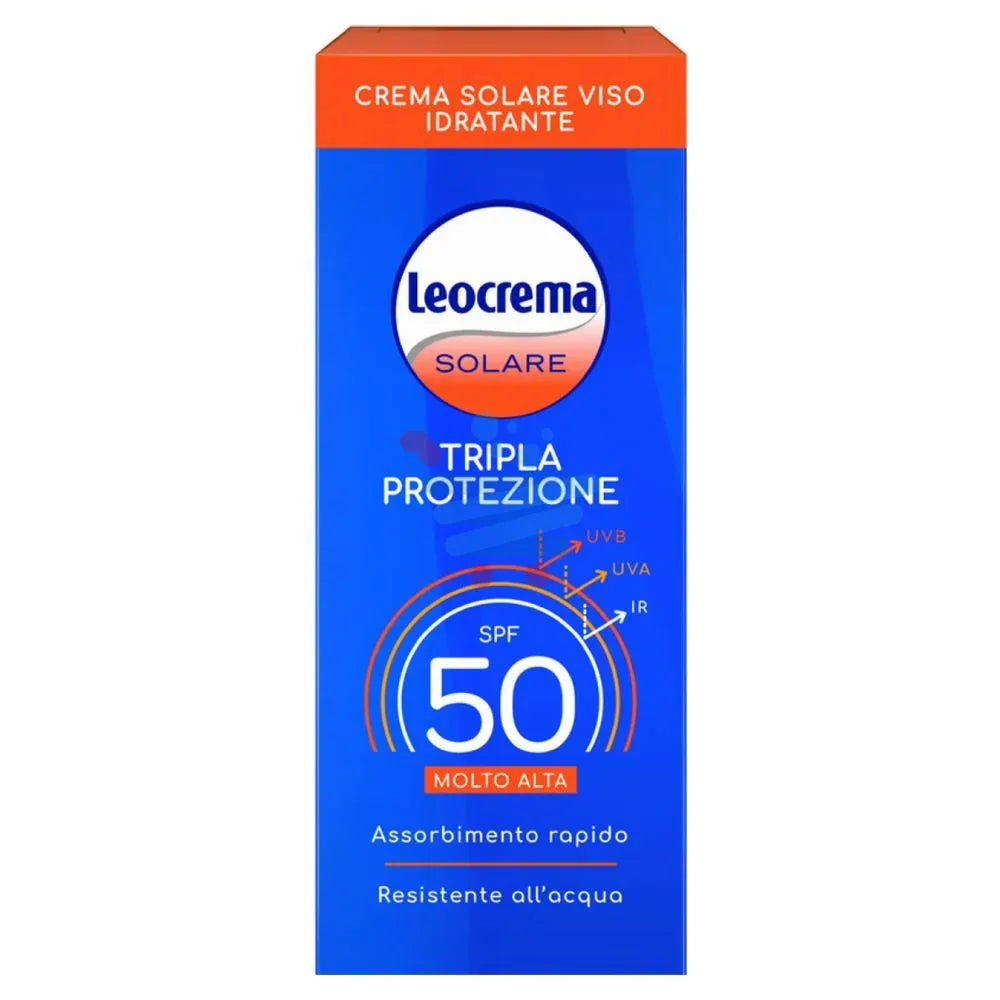LEOCREMA CREMA SOLARE VISO SPF 50 50 ML - Profumeria Cera