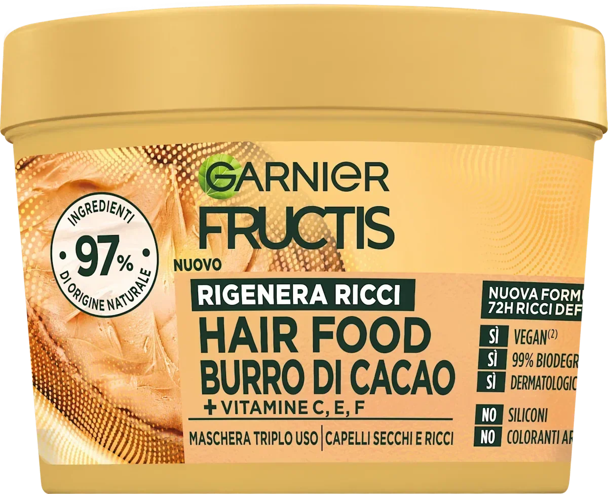 FRUCTIS HAIR FOOD BURRO DI CACAO RIGENERA RICCI MASCHERA PER CAPELLI 390 ML - Profumeria Cera