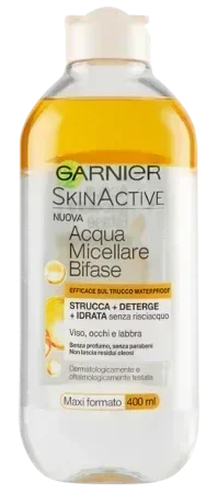 GARNIER SKIN ACTIVE ACQUA MICELLARE BIFASE OLIO DI ARGAN 400 ML - Profumeria Cera