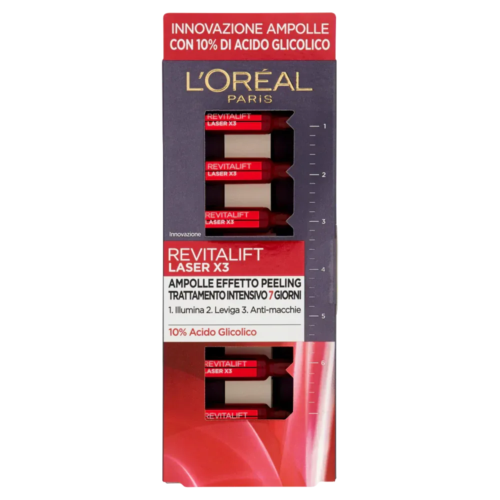 L'OREAL REVITALIFT LASER X 3 AMPOLLE EFFETTO PEELING VISO 6 PZ - Profumeria Cera