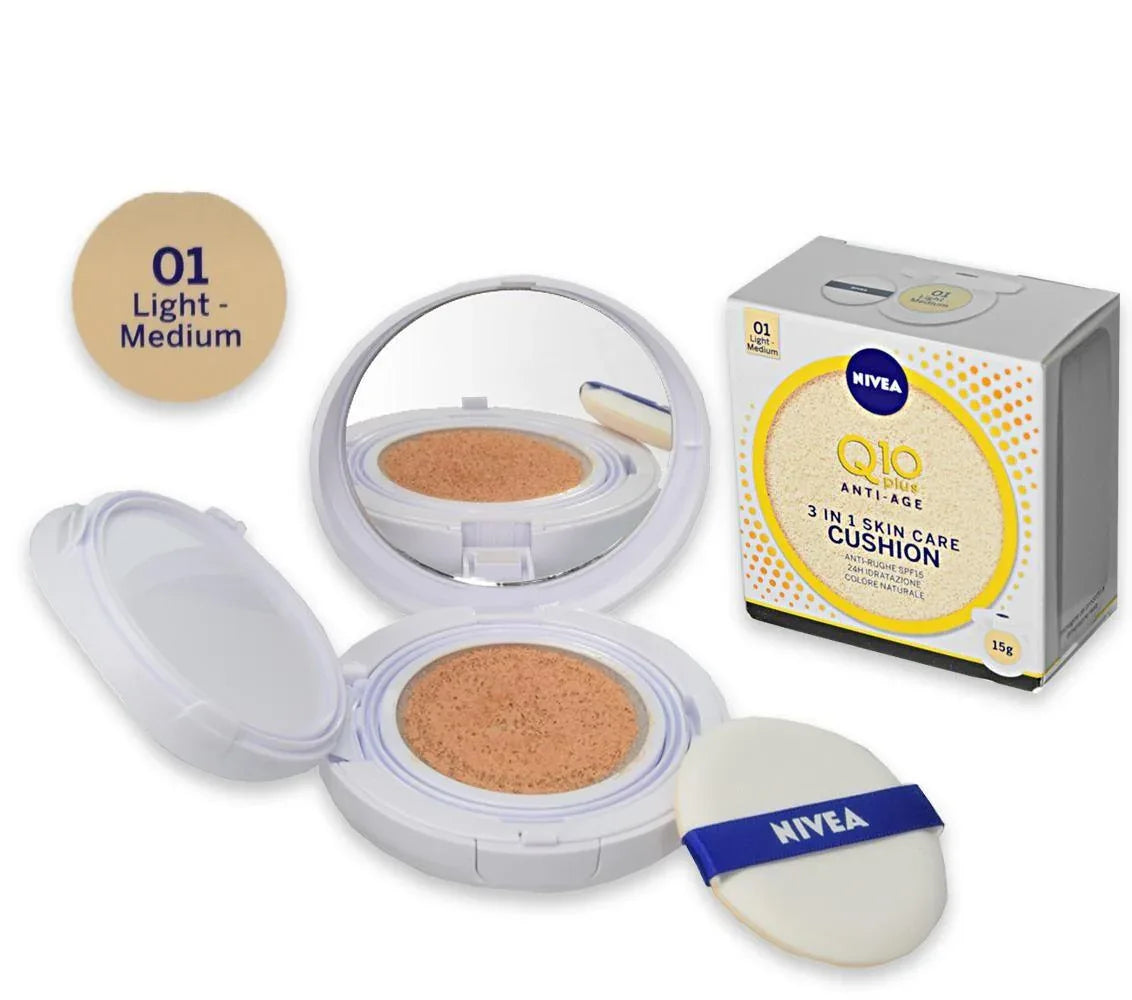 NIVEA Q10 PLUS 3 IN 1 SKIN CARE CUSHION 01 LIGHT 15 ML - Profumeria Cera