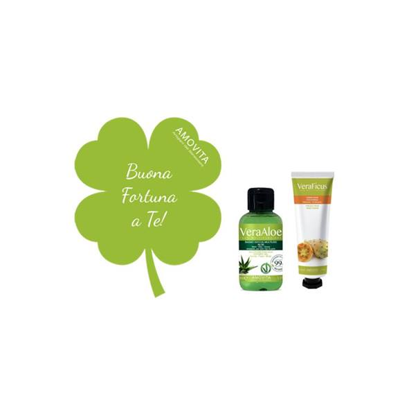AMOVITA ALBERO DELLA VITA QUADRIFOGLIO ALOE VERA COFANETTO BAGNO+CREMA MANI