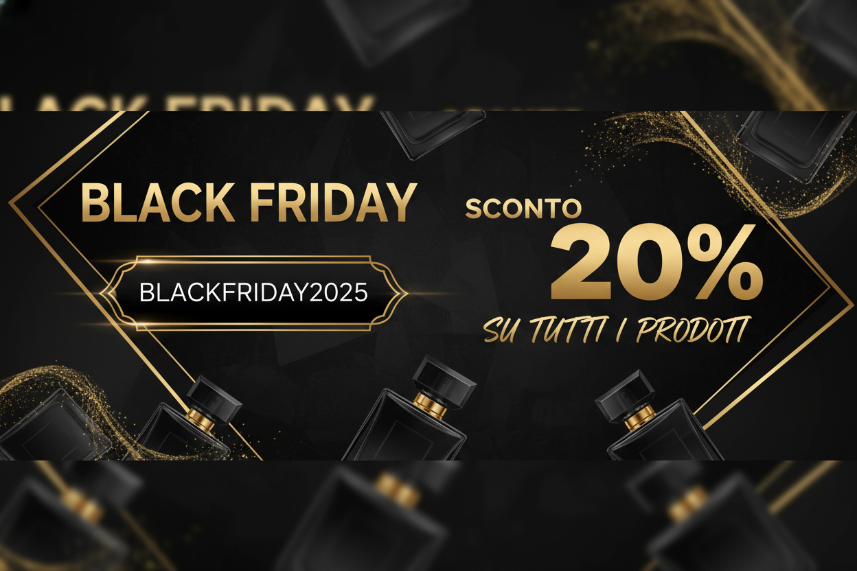 crea una slide accattivante del black friday con sconto del 20% su tutti i prodotti con codice sconto BLACKFRIDAY2025