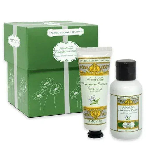 AMOVITA I NOBILI GIARDINI ITALIANI NEROLI DELLE PRINCIPESSE ROMANE COFANETTO BAGNO+CREMA MANI - Profumeria Cera