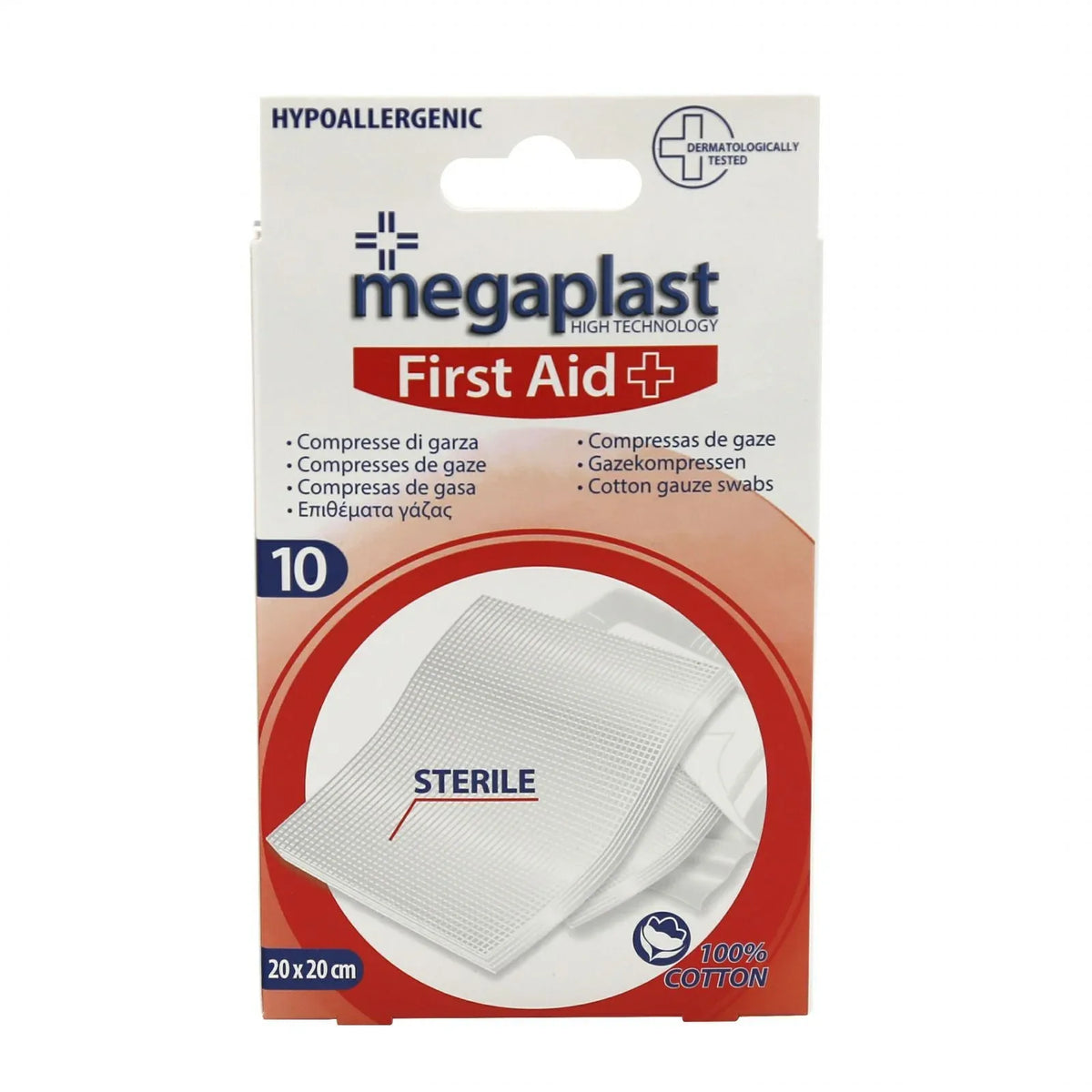 MEGAPLAST FIRST AID COMPRESSE DI GARZA 10 PZ - Profumeria Cera