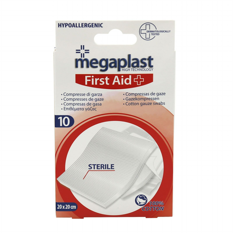 MEGAPLAST FIRST AID COMPRESSE DI GARZA 10 PZ