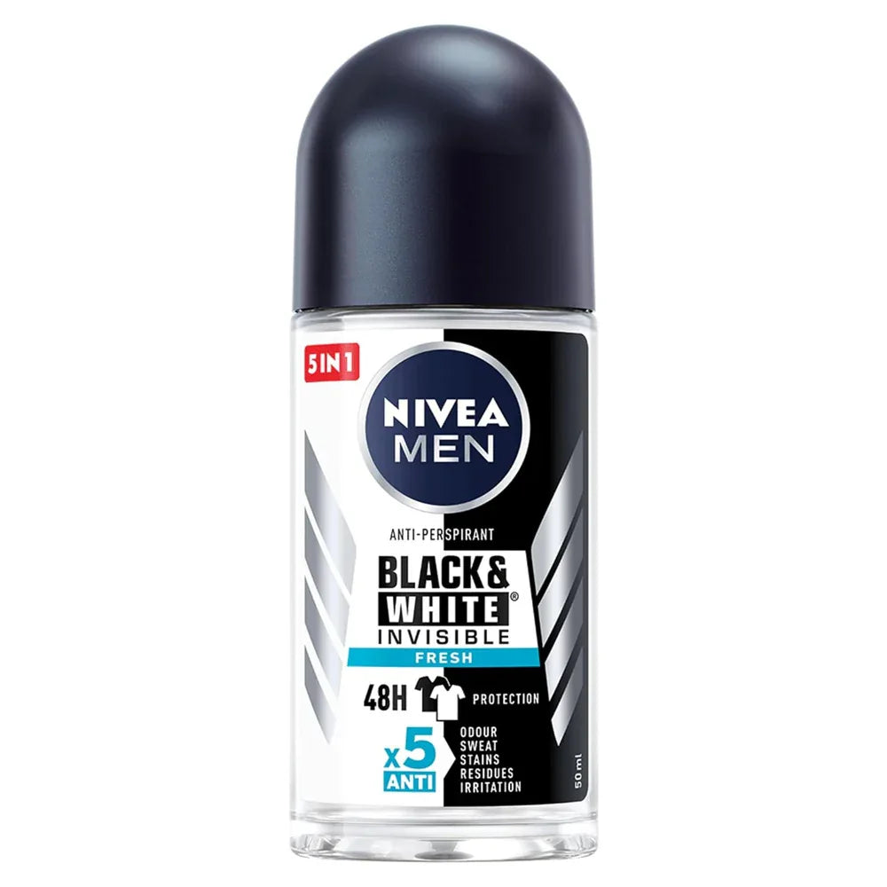 NIVEA BLACK & WHITE DEODORANTE UOMO ROLL-ON 50 ML - Profumeria Cera