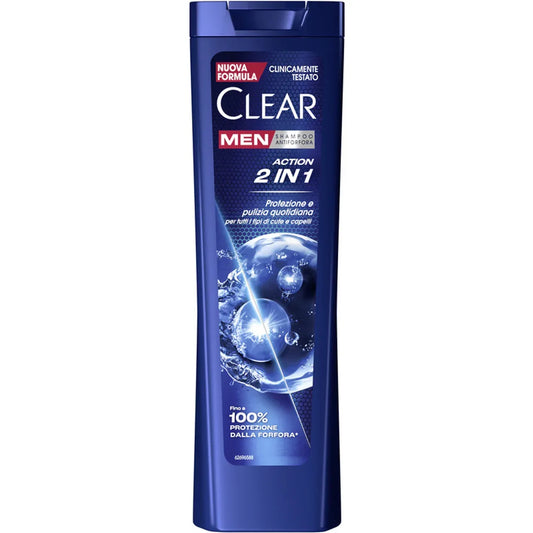 CLEAR MEN ACTION 2 IN 1 SHAMPOO PER TUTTI I TIPI DI CUTE E CAPELLI 225 ML - Profumeria Cera