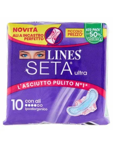 LINES SETA ULTRA CON ALI ASSORBENTI 10 PZ - Profumeria Cera