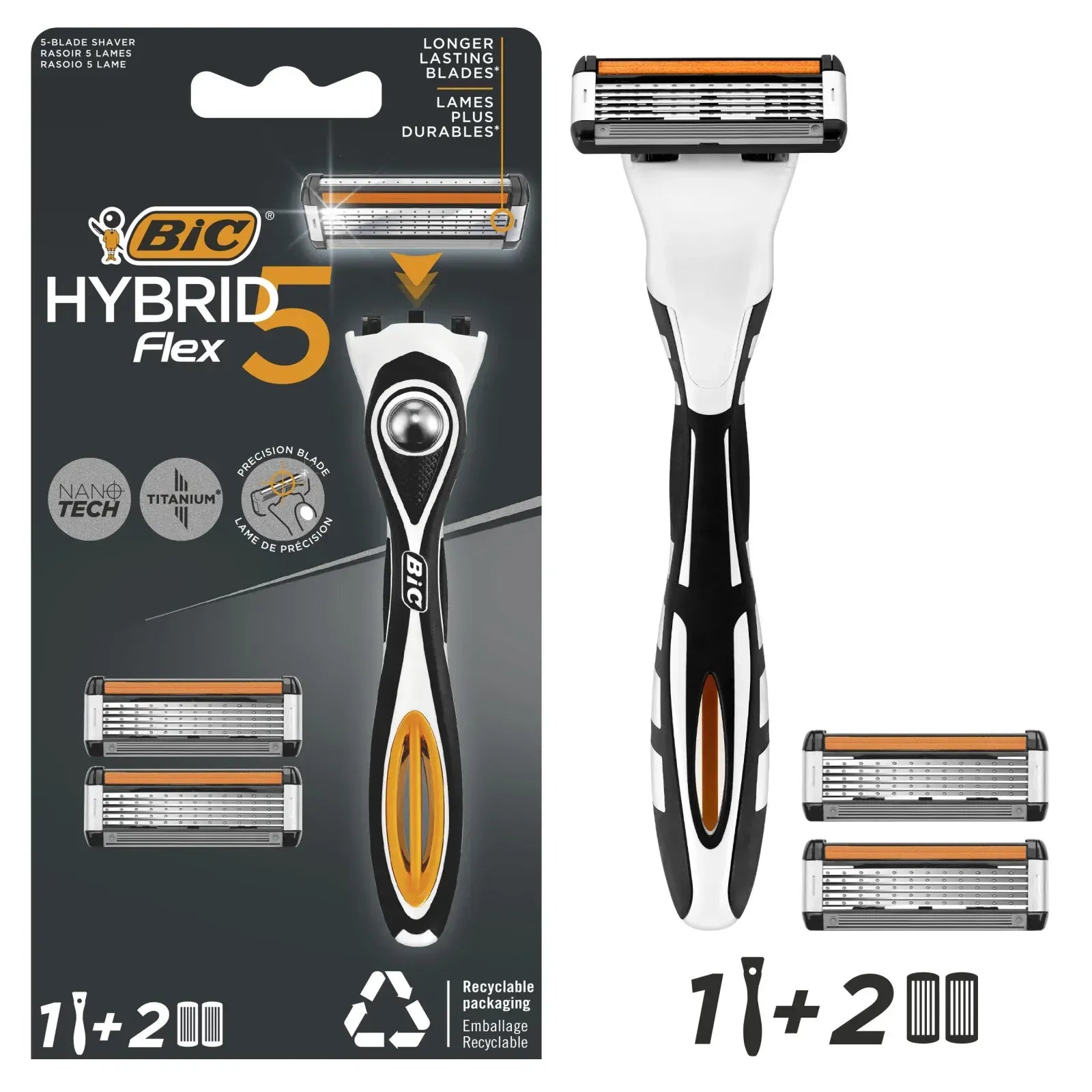 BIC HYBRID FLEX 5 RASOIO + 2 LAME RICARICHE - Profumeria Cera
