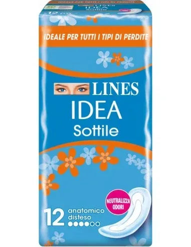 LINES IDEA SOTTILE ASSORBENTI ANATOMICI 12 PZ - Profumeria Cera