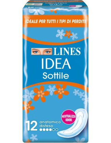 LINES IDEA SOTTILE ASSORBENTI ANATOMICI 12 PZ