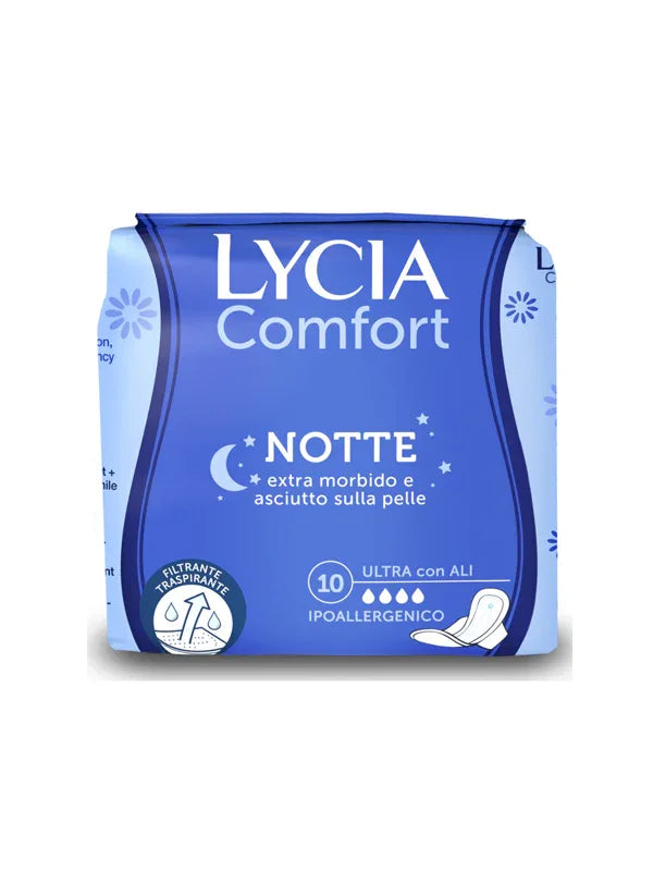 LYCIA COMFORT NOTTE CON ALI ASSORBENTI 10 PZ - Profumeria Cera