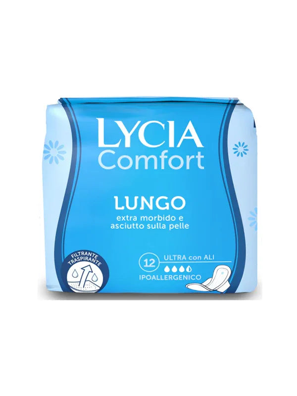 LYCIA COMFORT LUNGO CON ALI ASSORBENTI 12 PZ - Profumeria Cera