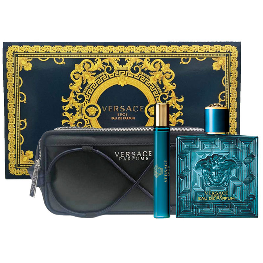 VERSACE EROS CONFEZIONE REGALO UOMO BORSELLO+MINI TAGLIA+EDP 100 ML