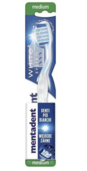 MENTADENT WHITE SYSTEM SPAZZOLINO DENTI MEDIO - Profumeria Cera