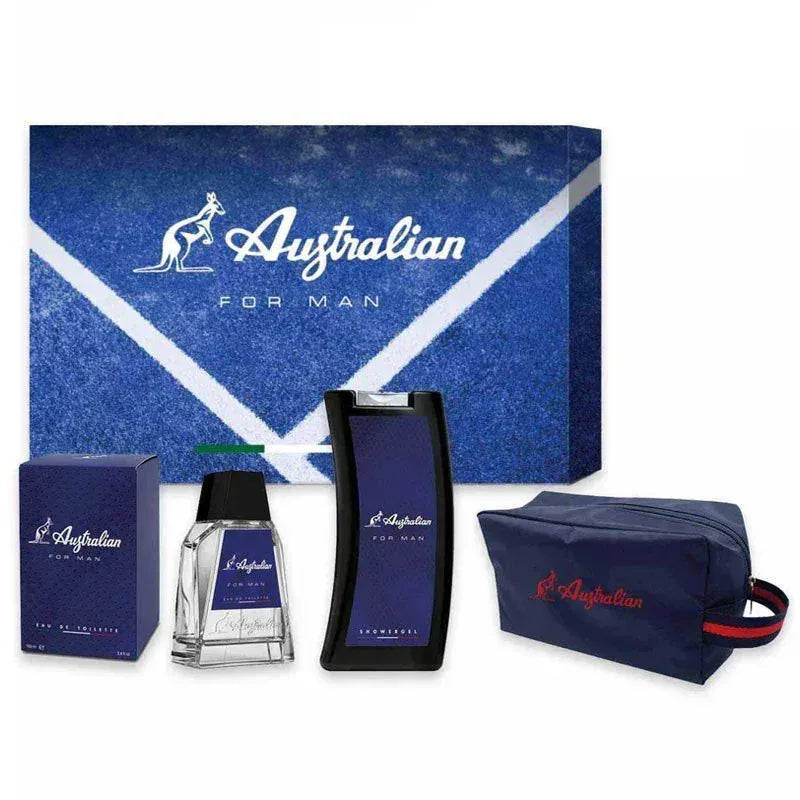 AUSTRALIAN BLU CONFEZIONE REGALO UOMO EDT 100 ML+ DOCCIA 250 ML+BORSELLO - Profumeria Cera