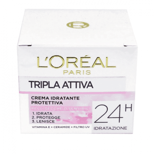 L'OREAL TRIPLA ATTIVA CREMA VISO PELLI SECCHE E SENSIBILI 50 ML - Profumeria Cera
