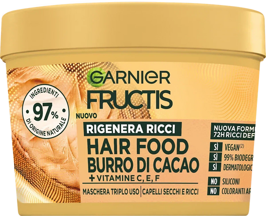 FRUCTIS HAIR FOOD BURRO DI CACAO RIGENERA RICCI MASCHERA PER CAPELLI 390 ML - Profumeria Cera