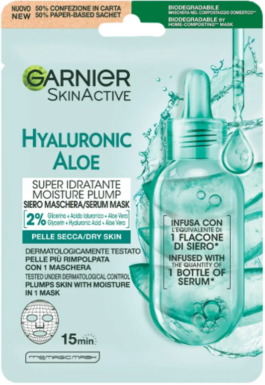 GARNIER HYALURONIC ALOE MASCHERA IN TESSUTO MONOUSO 28 GR- PROFUMERIA CERA