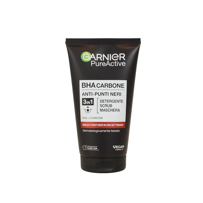 GARNIER PURE ACTIVE DETERGENTE,SCRUB,MASCHERA 3 IN 1 150 ML-PROFUMERIA CERA