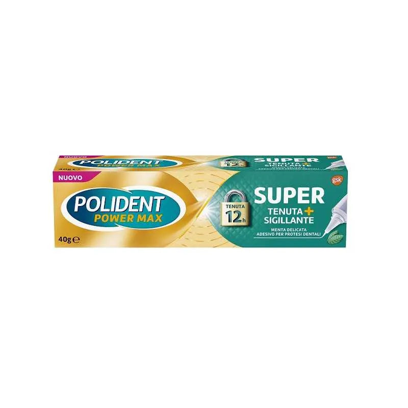 POLIDENT POWER MAX ADESIVO PER PROTESI DENTALI MENTA DELICATA 40 GR- PROFUMERIA CERA